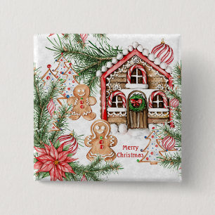 Candy Cane House, Lebkuchen Mann, Poinsettia Button