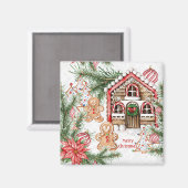 Candy Cane House, Lebkuchen Mann, Poinsettia Magnet (Vorderseite/Rückseite)