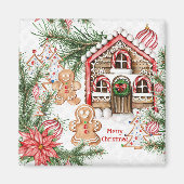 Candy Cane House, Lebkuchen Mann, Poinsettia Magnet (Vorne)
