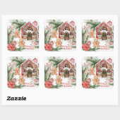 Candy Cane House, Lebkuchen Mann, Poinsettia Quadratischer Aufkleber (Blatt)