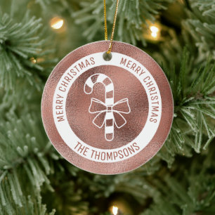 Candy Cane - Imitate Rose Gold Foil (nicht echter Keramik Ornament