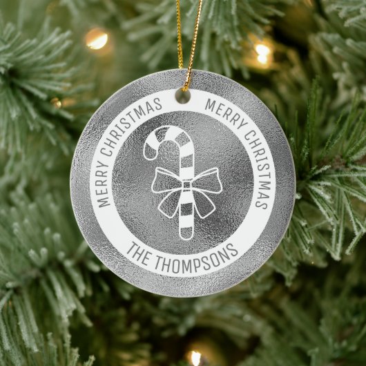 Candy Cane - Imitate Silber Foil Look (nicht echte Keramik Ornament (Baum)