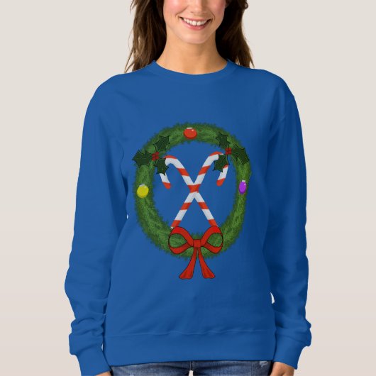 Candy Cane in Wreath Women's Sweatshirt (Vorderseite)