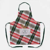 Candy Cane Kariertes Fake Taschen & Holzlöffel Whi Schürze (Vorderseite)