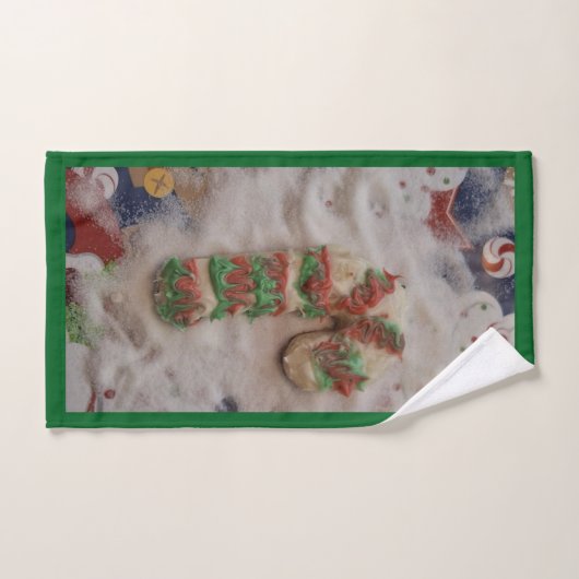 Candy Cane Kitchen Hand Towel on Green Handtuch (Handtuch)