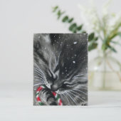 Candy Cane Kitten Cat Postcard Postkarte (Stehend Vorderseite)