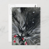 Candy Cane Kitten Cat Postcard Postkarte (Vorne/Hinten)