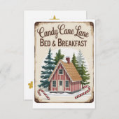 Candy Cane Lane Bed & Breakfast Vintage Christmas Einladung (Vorne/Hinten)