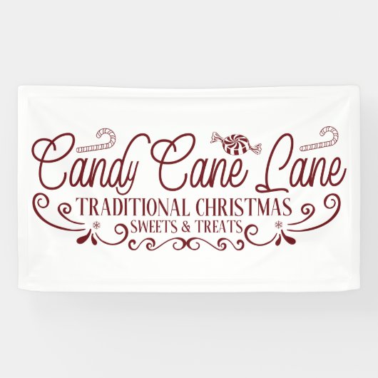 Candy Cane Lane Traditionelle Süßigkeiten Nordpol Banner (Horizontal)