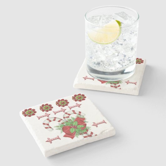 Candy Cane Marble Stone Untersetzer Weihnachten (Seitenansicht)