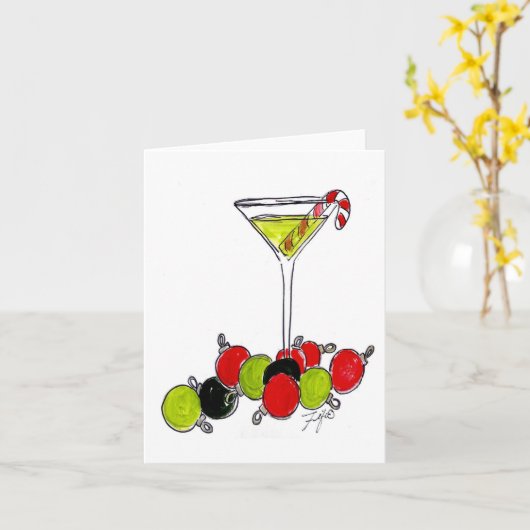 Candy Cane Martini Karte (Gelbe Blume)