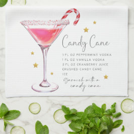 Candy Cane Martini Rezept Wasserfarbe Geschirrtuch