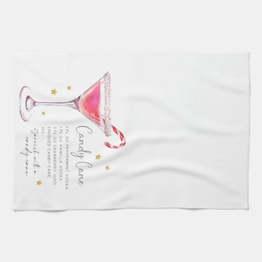 Candy Cane Martini Rezept Wasserfarbe Geschirrtuch (Horizontal)