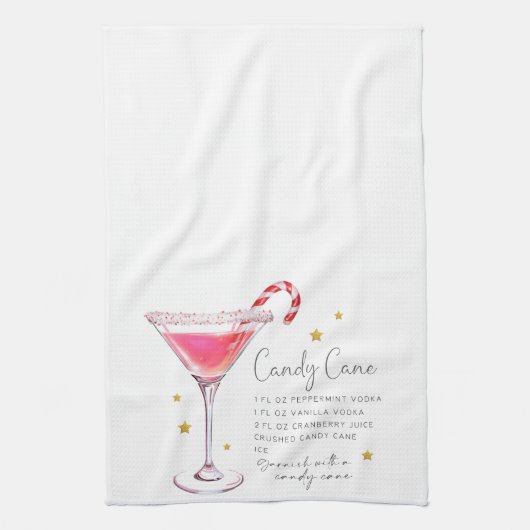 Candy Cane Martini Rezept Wasserfarbe Geschirrtuch (Vertikal)
