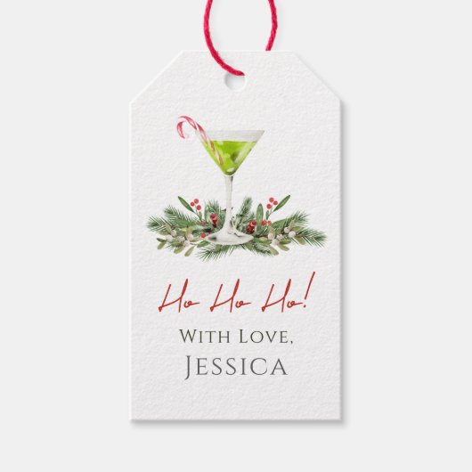 Candy Cane Martini und Misteltoe-Weihnachtsgeschen Geschenkanhänger (Vorderseite)