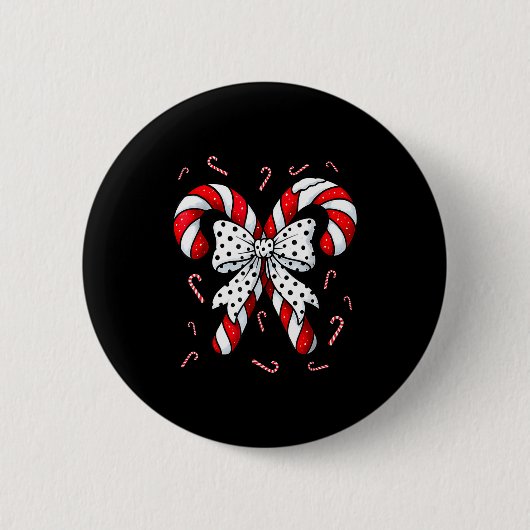 Candy Cane Merry And Bright Red And White Candy Co Button (Vorderseite)