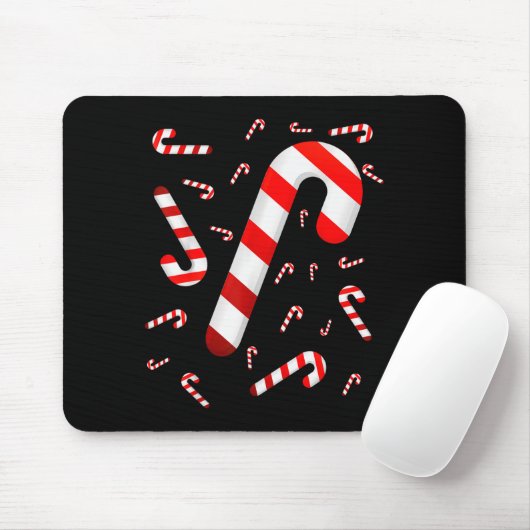 Candy Cane Merry And Bright Red And White Candy Co Mousepad (Mit Mouse)