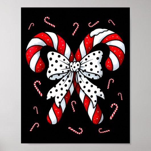 Candy Cane Merry And Bright Red And White Candy Co Poster (Vorne)