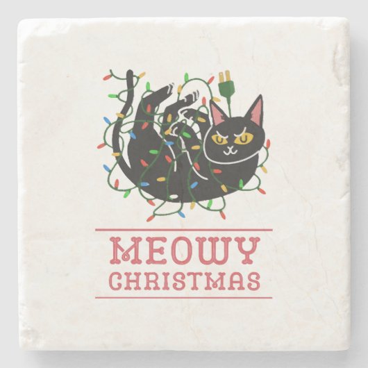 Candy Cane Merry and Bright Red and White Candy Co Steinuntersetzer (Vorderseite)