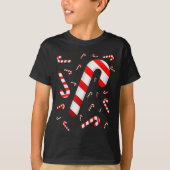 Candy Cane Merry And Bright Red And White Candy Co T-Shirt (Vorderseite)