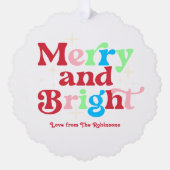 Candy Cane Merry & Bright Retro Weihnachts-Foto Ornament Karte (Vorderseite)