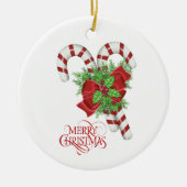 Candy Cane Merry Christmas Keramik Ornament (Vorne)