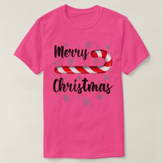 Candy Cane Merry Christmas Red und White Candy Sno T-Shirt (Design vorne)