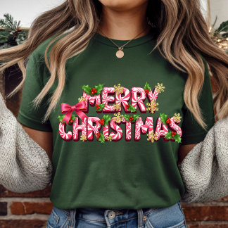 Candy Cane Merry Christmas T-Shirt | Sweet T-Shirt Tri-Blend Shirt