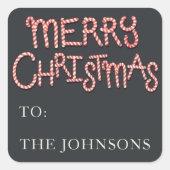 Candy Cane Merry Weihnachtsgeschenk Sticker Tag (Vorderseite)