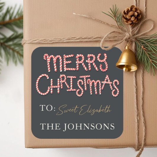 Candy Cane Merry Weihnachtsgeschenk Sticker Tag