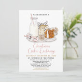 Candy Cane Milk & Cookies Weihnachtsaustausch Part Einladung (Stehend Vorderseite)