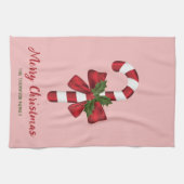 Candy Cane mit Bow und Weihnachtsleder & Text Geschirrtuch (Horizontal)