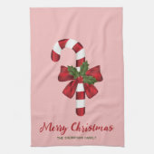 Candy Cane mit Bow und Weihnachtsleder & Text Geschirrtuch (Vertikal)