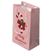 Candy Cane mit einer Bohne und Weihnachtsfeier auf Kleine Geschenktüte (Rückseite Schrägansicht)