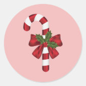 Candy Cane mit einer Bohne und Weihnachtsfeier auf Runder Aufkleber (Vorderseite)