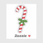 Candy Cane mit Green Ribbon Aufkleber (Blatt)