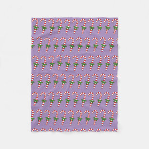 Candy Cane mit Green Ribbon Fleecedecke