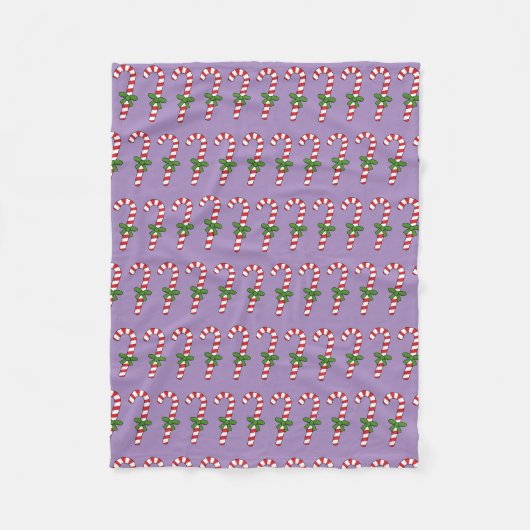 Candy Cane mit Green Ribbon Fleecedecke (Vorderseite)