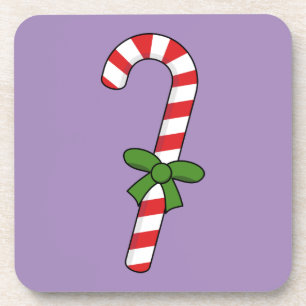 Candy Cane mit Green Ribbon Getränkeuntersetzer