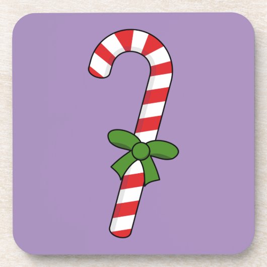 Candy Cane mit Green Ribbon Getränkeuntersetzer (Vorderseite)