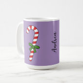 Candy Cane mit Green Ribbon | Name hinzufügen Kaffeetasse (Vorderseite Links)