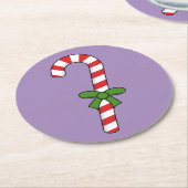 Candy Cane mit Green Ribbon Runder Pappuntersetzer (Angewinkelt)