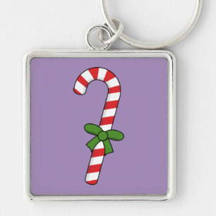 Candy Cane mit Green Ribbon Schlüsselanhänger