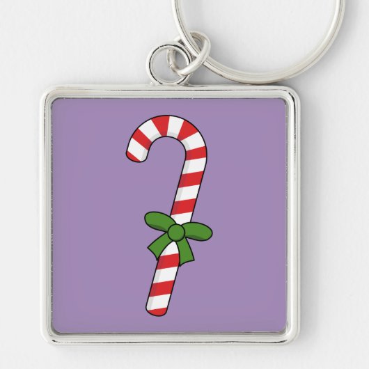 Candy Cane mit Green Ribbon Schlüsselanhänger (Vorne)