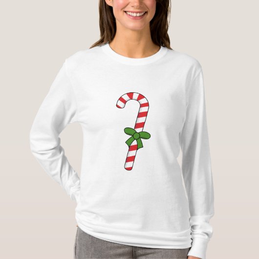 Candy Cane mit Green Ribbon T-Shirt (Vorderseite)
