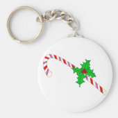 Candy Cane mit Holly Design auf Schlüsselanhänger (Vorne)
