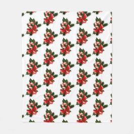 Candy Cane mit Holly Retro Weihnachtsmuster Fleecedecke