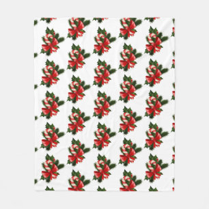 Candy Cane mit Holly Retro Weihnachtsmuster Fleecedecke