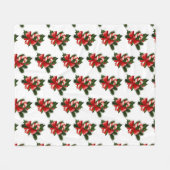 Candy Cane mit Holly Retro Weihnachtsmuster Fleecedecke (Vorderseite (Horizontal))