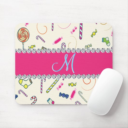 Candy Cane Monogram Mousepad (Mit Mouse)